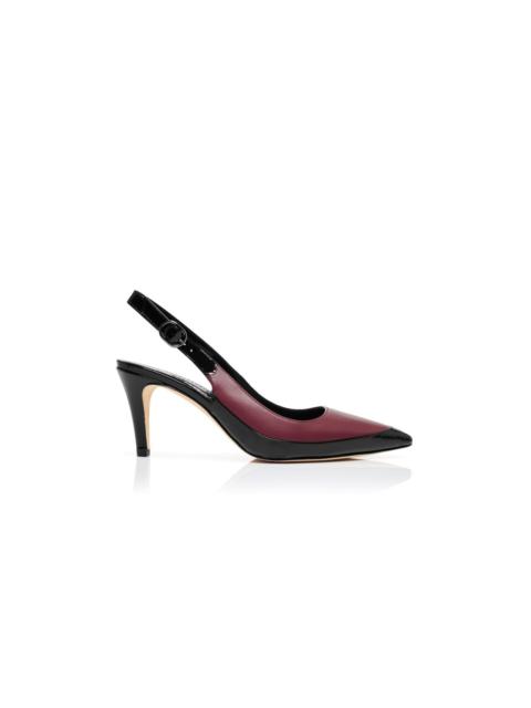 Manolo Blahnik Black and Red Nappa Leather Slingback Pumps