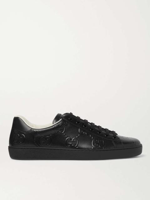 GUCCI Ace Logo-Embossed Perforated Leather Sneakers