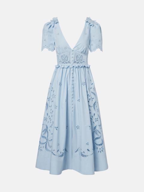 self-portrait Broderie anglaise cotton-blend midi dress