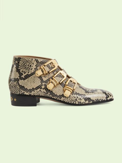 GUCCI Women's python print ankle boot