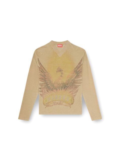 Diesel LINEN JUMPER WITH FADED PHOENIX PRINT