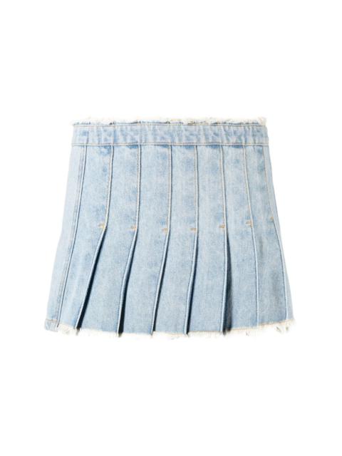 Andersson Bell pleated wrap denim skirt