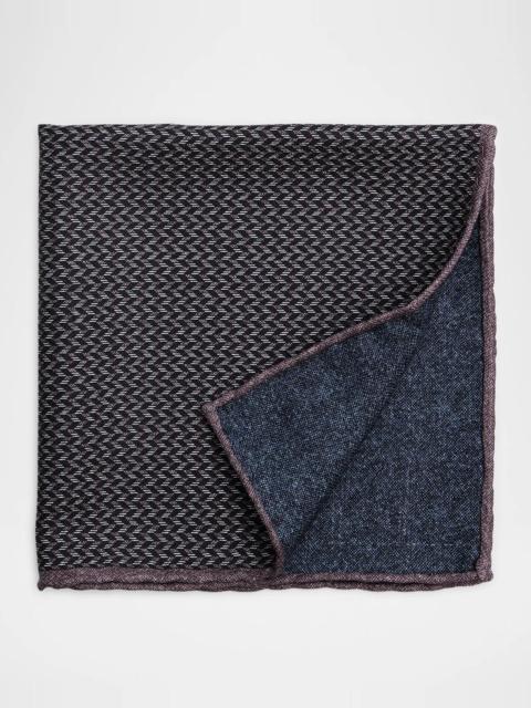Brunello Cucinelli Men's Chevron Double-Face Silk Pocket Square