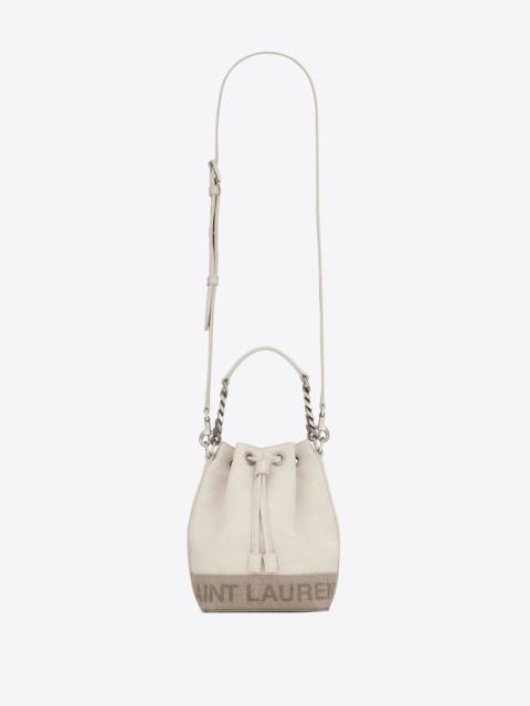 rive gauche mini bucket bag in canvas and leather