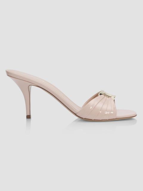 FERRAGAMO Women's Witty 70MM Patent Leather Mule Sandals with Gancini Ornament - Dusty Pink