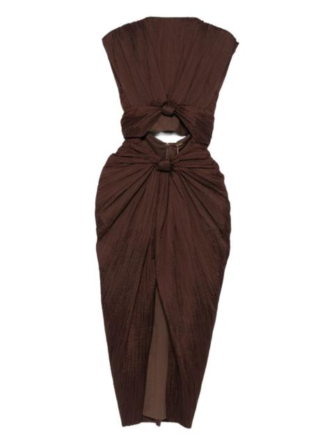 Cult Gaia Inaya plissé knot-detail midi dress