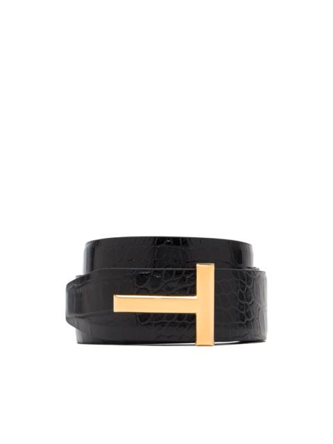 TOM FORD crocodile-embossed T-buckle belt