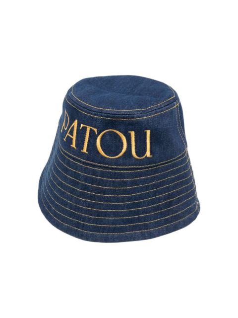 logo-embroidered denim bucket hat