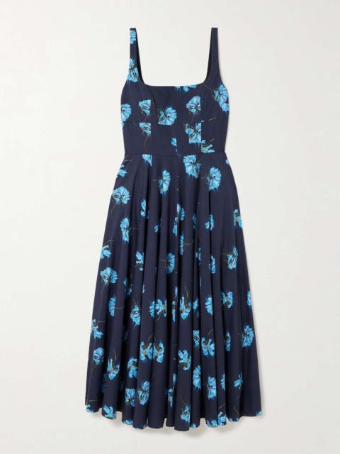 EMILIA WICKSTEAD Mona floral-print cotton-poplin midi dress Navy