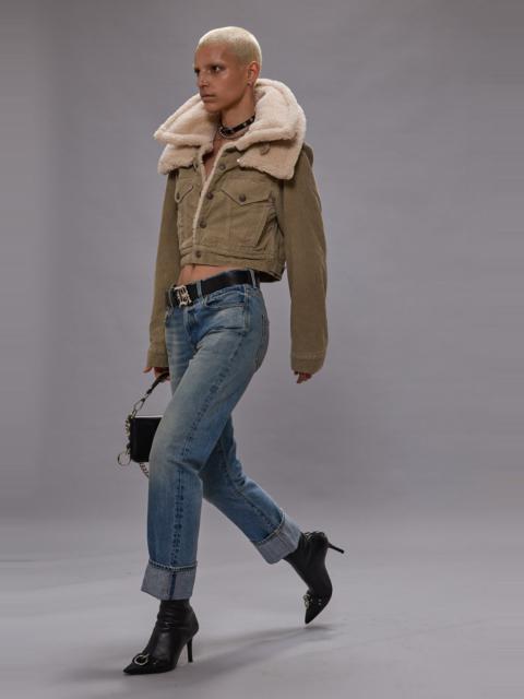 R13 DOUBLE COLLAR  SHERPA TRUCKER JACKET