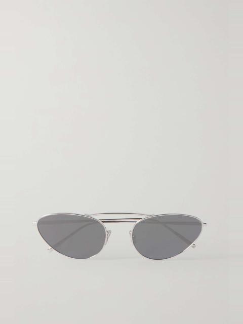 Cat-eye silver-tone sunglasses