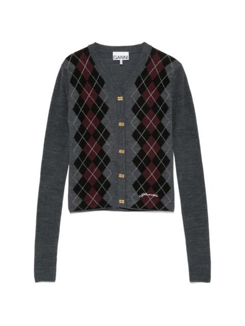 GANNI argyle-knit cardigan