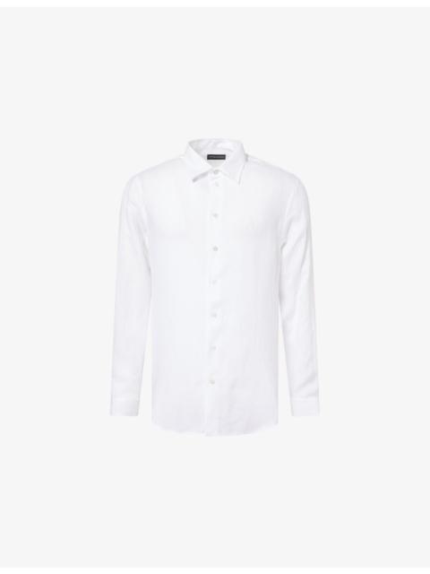 EMPORIO ARMANI Long-Sleeve Classic-Collar Linen Shirt