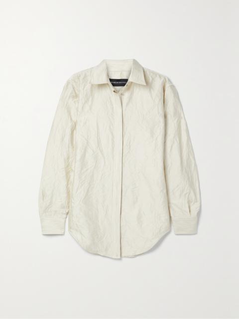 BRANDON MAXWELL The Allie Crinkled Satin-twill Shirt