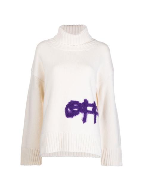 Off-White intasia-logo roll-neck jumper