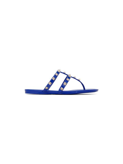 Blue Rockstud Rubber Flat Sandals