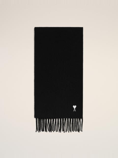 AMI Paris BLACK WOOL SCARF WITH AMI DE COEUR
