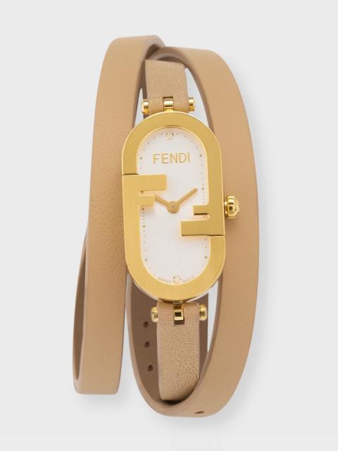 FENDI O'Lock Vertical Oval Calf Leather Wrap Watch