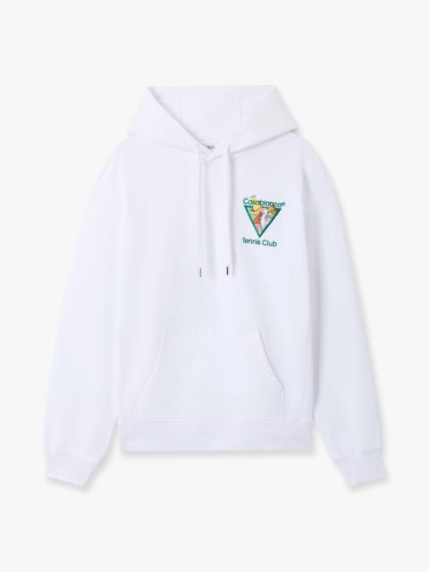 CASABLANCA White Tennis Club Icon Pyramid Abduction Embroidered Hooded Sweatshirt | Casablanca Paris
