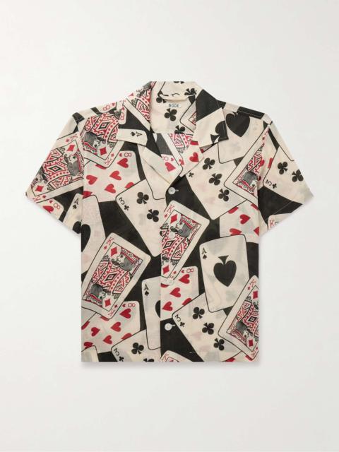 Ace of Spades Camp-Collar Printed Voile Shirt