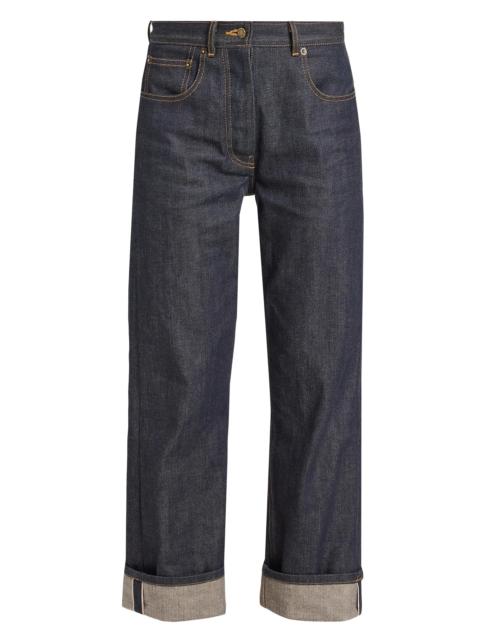 Thom Browne Women's Cropped Straight-Leg Jeans - Navy