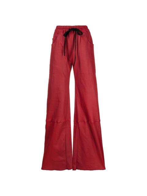 wide-leg leather drawstring trousers