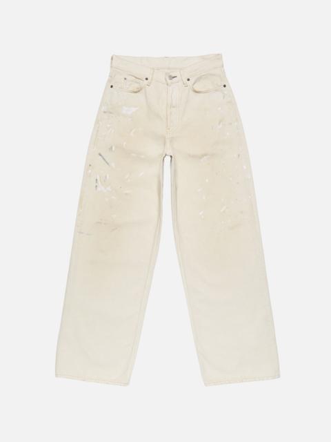 Acne Studios Loose fit jeans with leather pockets - White