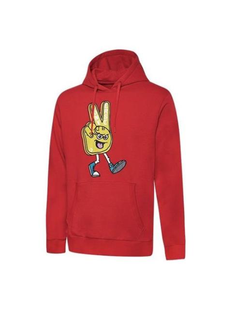Converse Converse Finger Letter Print Hooded Drawstring Sweatshirt Red 10019083-A02