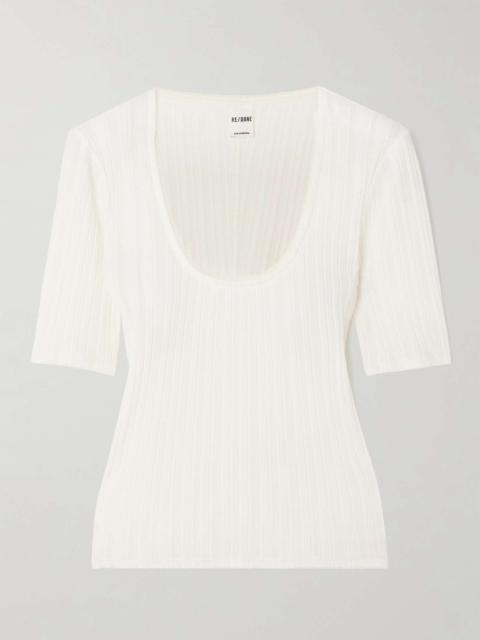 RE/DONE Pointelle-knit cotton-jersey top