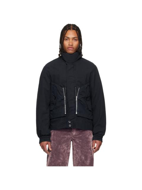 Dries Van Noten Navy Overdyed Shell Jacket