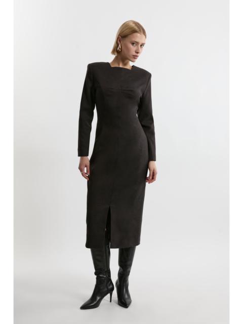 KAREN MILLEN Flannel Fitted Tailored Midi Dress