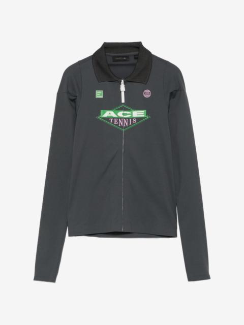 LACOSTE runway tight fit zipped stretch polo shirt