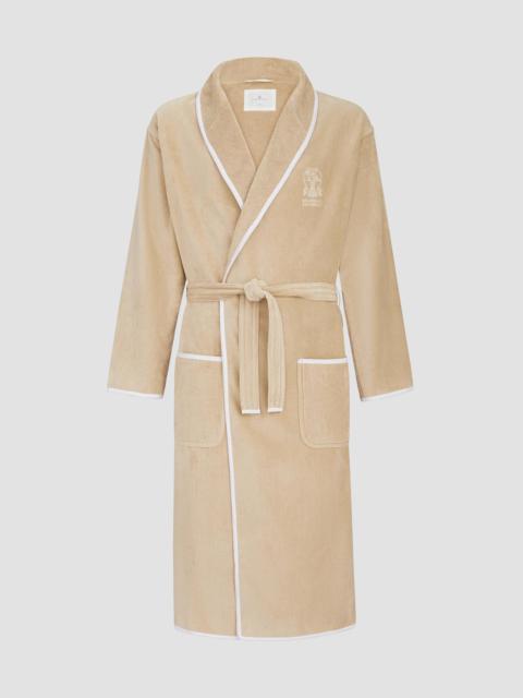 Brunello Cucinelli Women's Cotton Terrycloth Bathrobe with Linen Trims - Warm Beige