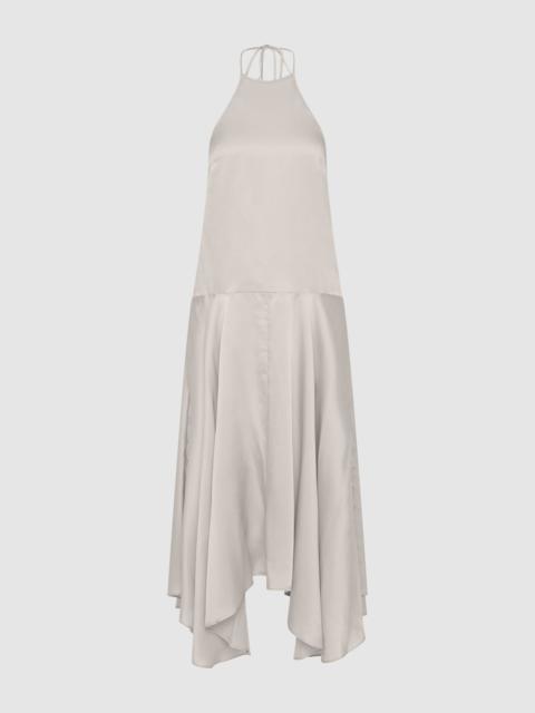 ST. AGNI Silk Handkerchief Halter Dress - Stone