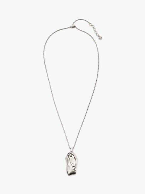 Alexander McQueen Crushed Chain Pendant Necklace in Antique Silver