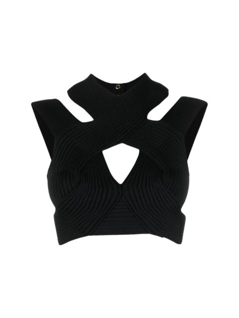 cut-out ribbed cropped top
