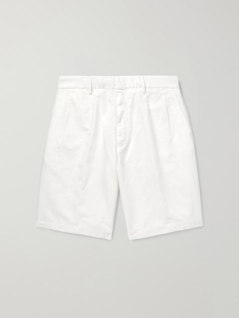 ZEGNA Straight-Leg Pleated Cotton and Linen-Blend Twill Shorts