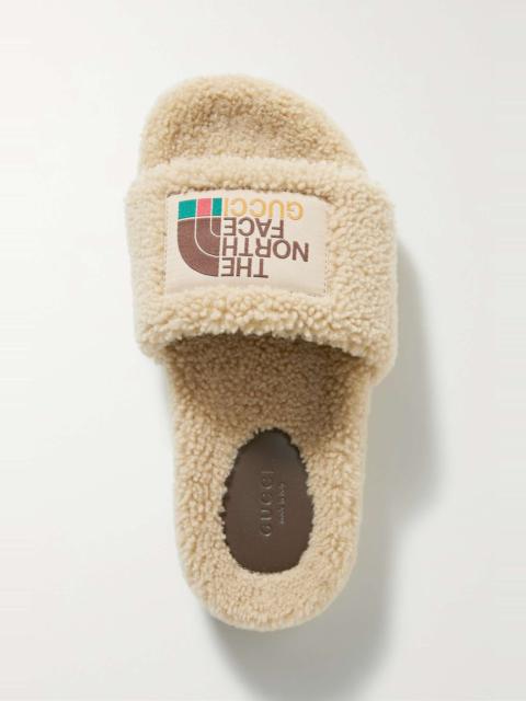 GUCCI + The North Face Sideline logo-appliquéd shearling slides