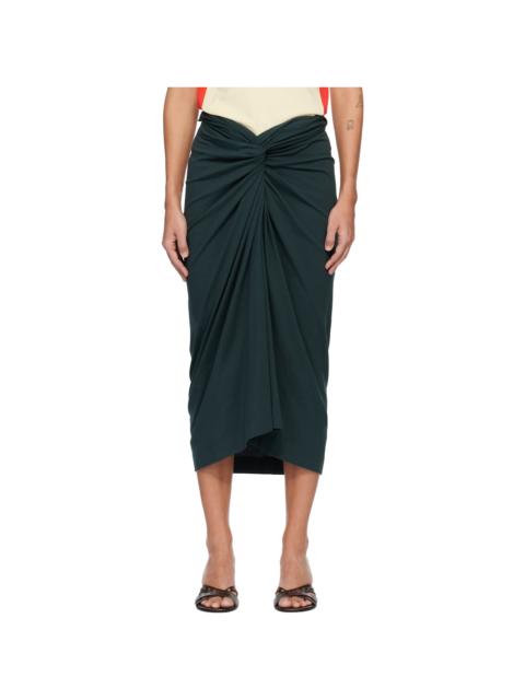 Dries Van Noten Green Knotted Jersey Midi Skirt