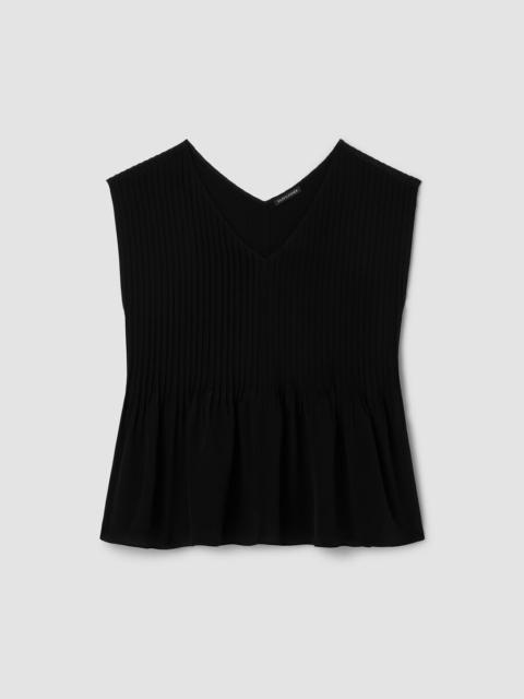 EILEEN FISHER Silk Crepe de Chine V-Neck Top