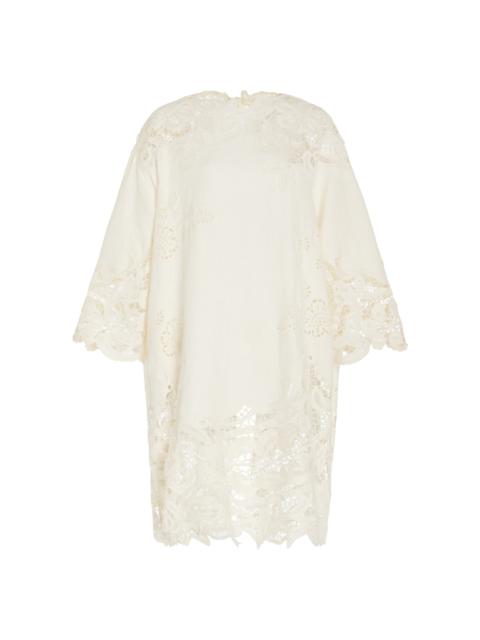 Brinna Embroidered Linen Top white