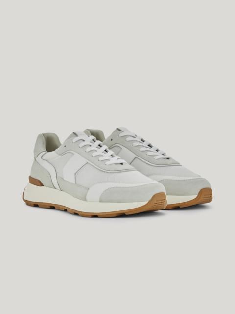 Canali WHITE TECHNICAL FABRIC AND LEATHER RUNNER SNEAKERS