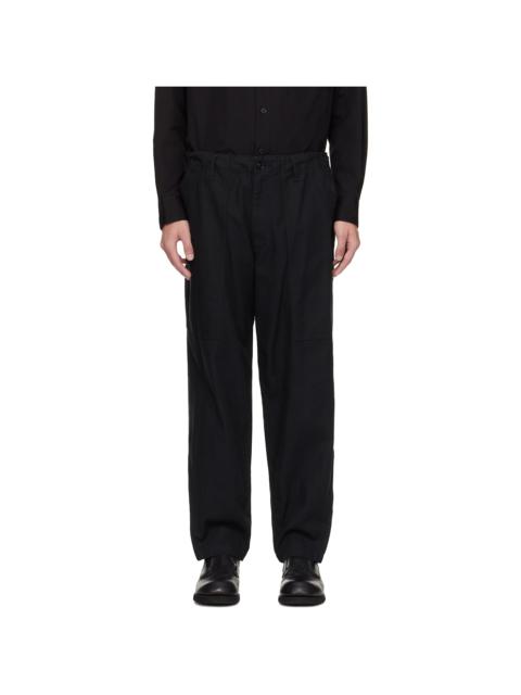 Yohji Yamamoto Black BS Herringbone Hem Zip Painter Trousers