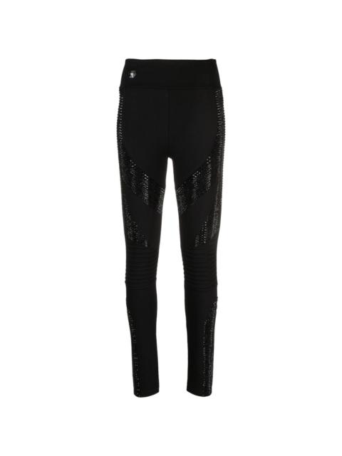 rhinestone-embellished high-waisted leggings