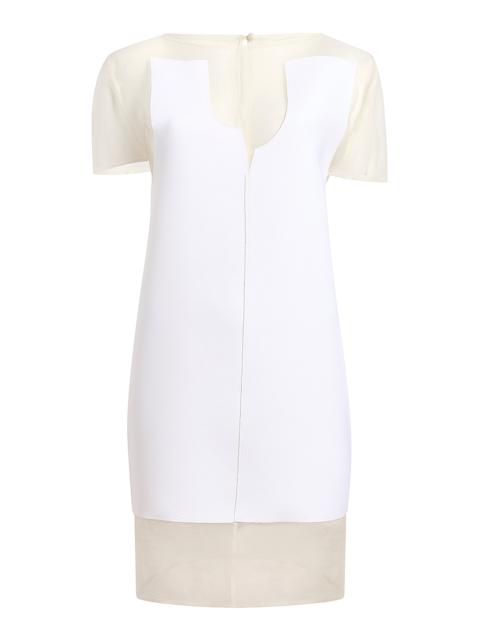 Winona Paneled Silk-Blend Mini Dress off-white