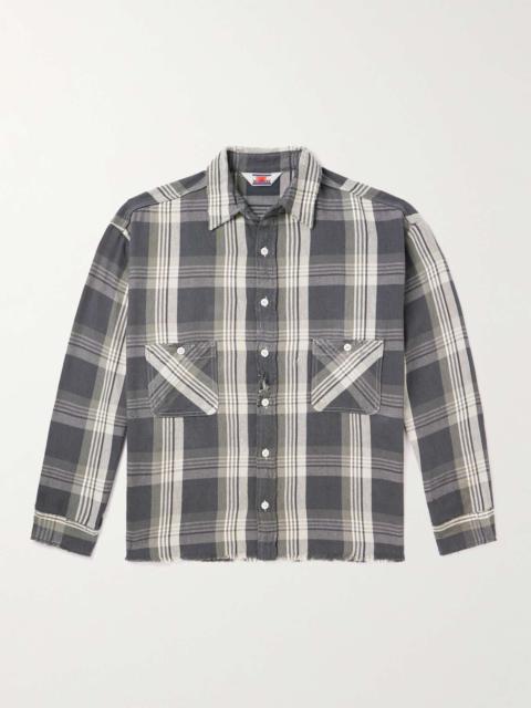 Distressed Checked Cotton-Flannel Shirt