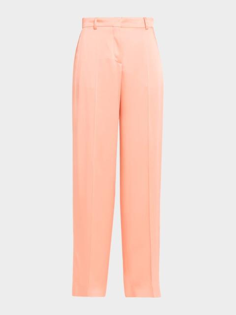 Stella McCartney Dropped-Waist Satin Straight-Leg Trousers