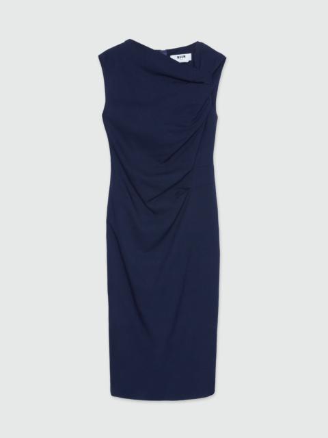 MSGM Draped midi dress in blue canvas