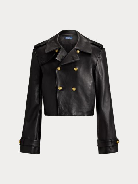 Polo Ralph Lauren Double-Breasted Cropped Leather Jacket