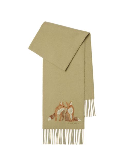 fox embroidery cashmere scarf